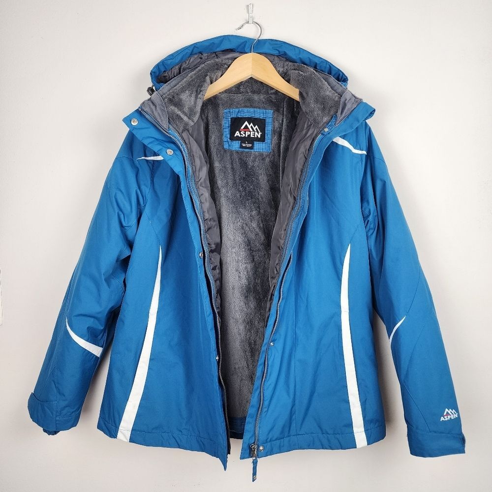 Aspen 3-in-1 Parka Jacket Women's Large Turquoise Blue Gorpcore Hooded Windbreak